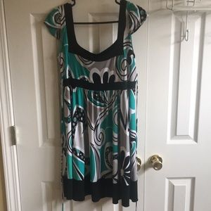 Size XL Teal, Black, Gray & White Dress